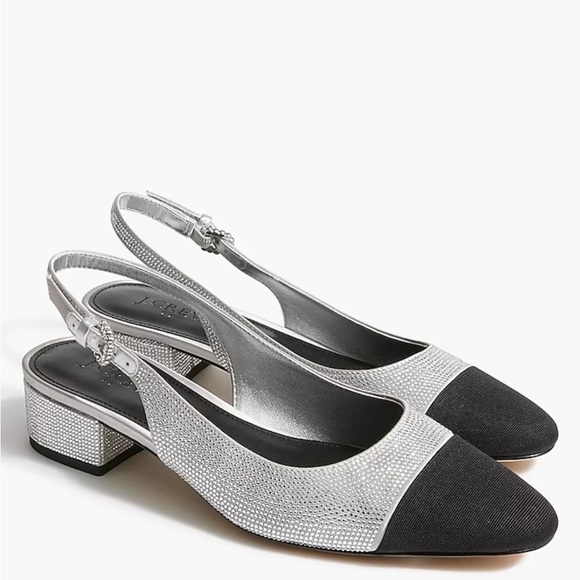 NWOB J crew Rhinestone low-heel slingbacks - Picture 1 of 7